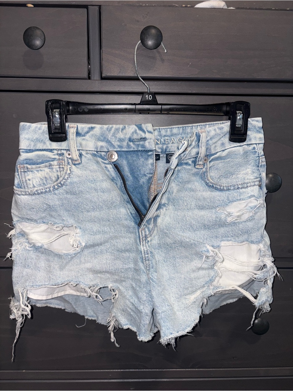 American Eagle Outfitters Light Blue Distressed Denim Shorts